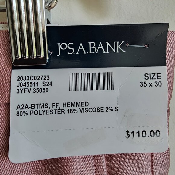 35x30 Pink Pants New Jos A Bank Skinny Fit Trouser Pant Polyester Nwt Mens Size - Picture 4 of 17